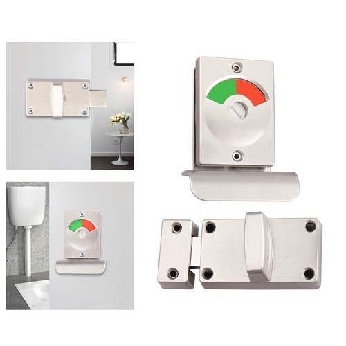 Partition Door Lock Latch Green and Red Indicator Lock for Restroom Toilet - Picture 2 of 7