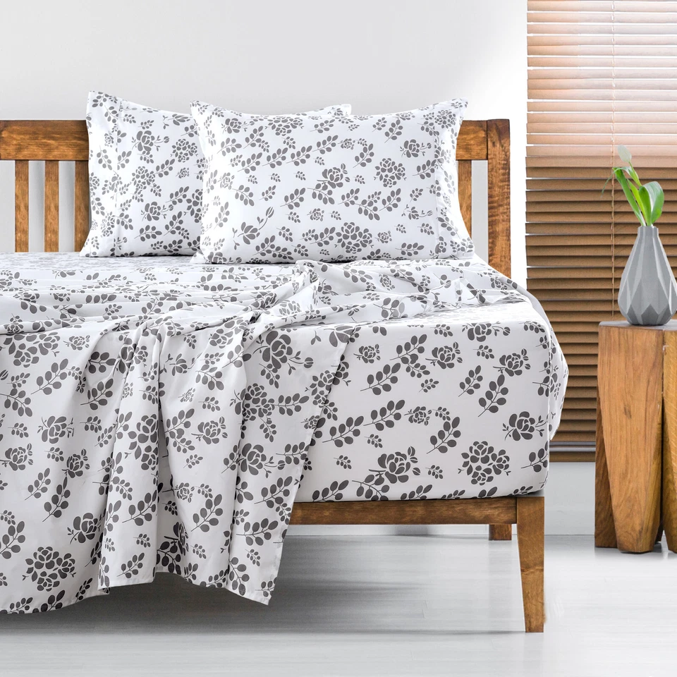 4 Piece Bed Sheet Set Soft Hotel Quality Luxurious Deep Pocket Floral Sheets