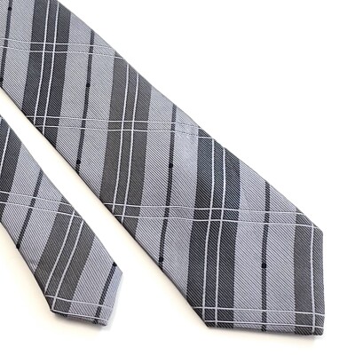 Benvenuto Gray Plaid Woven Silk Tie