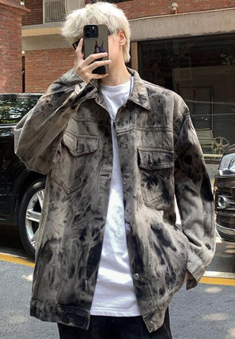 Men's Lapel Denim Coat Retro Loose Jacket Fashion Chic Short Coat