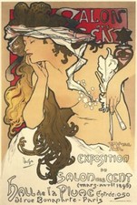 Ceramic Tile Mural Kitchen Backsplash - Salon des Cent-Alphonse Mucha - Art Deco
