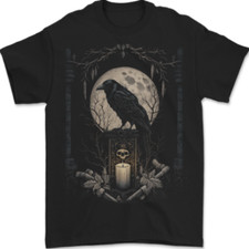 T-Shirt Gothique Vikings Crâne Corbeau Pour Hommes 100% Coton