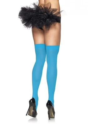 Leg Avenue Damen Halterlose Strümpfe Neon Blau 70 DEN Einheitsgrösse S-L - Bild 1 von 2