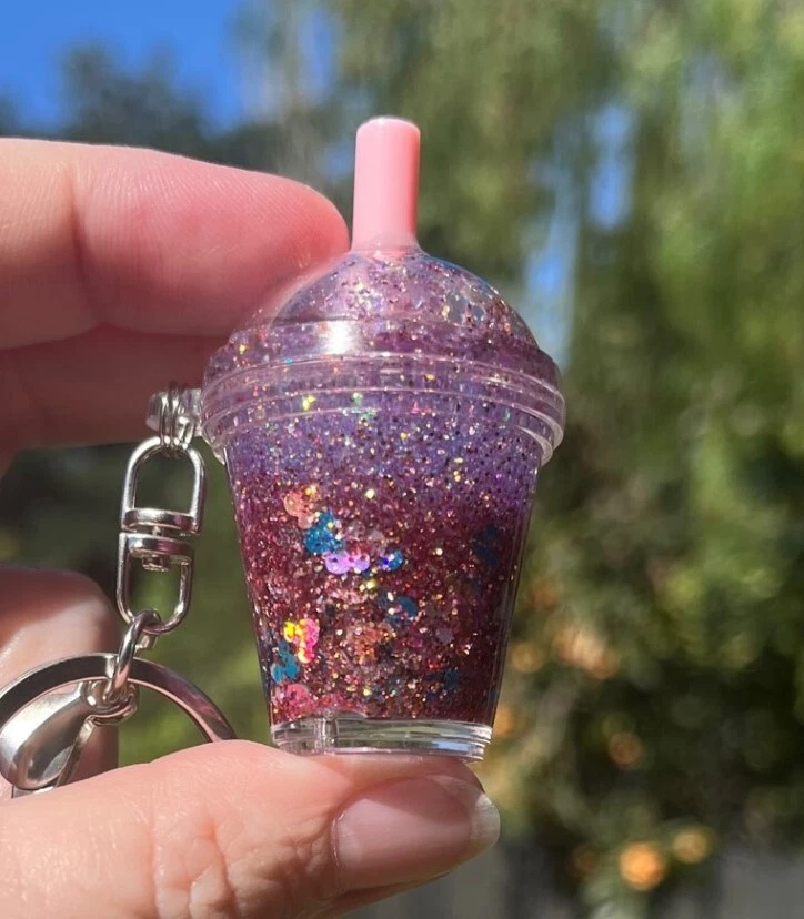 Mini Snow Globe Coffee Cup Keychain - Custom Purse or Backpack Charm