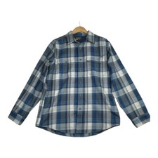 Eddie Bauer Mens Plaid Button Down Shirt size Medium Blue