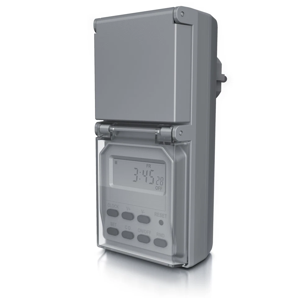 Bearware Digitale Zeitschaltuhr 20 Programme Outdoor Zufallsfunktion IP44 Grau - Bild 2 von 4