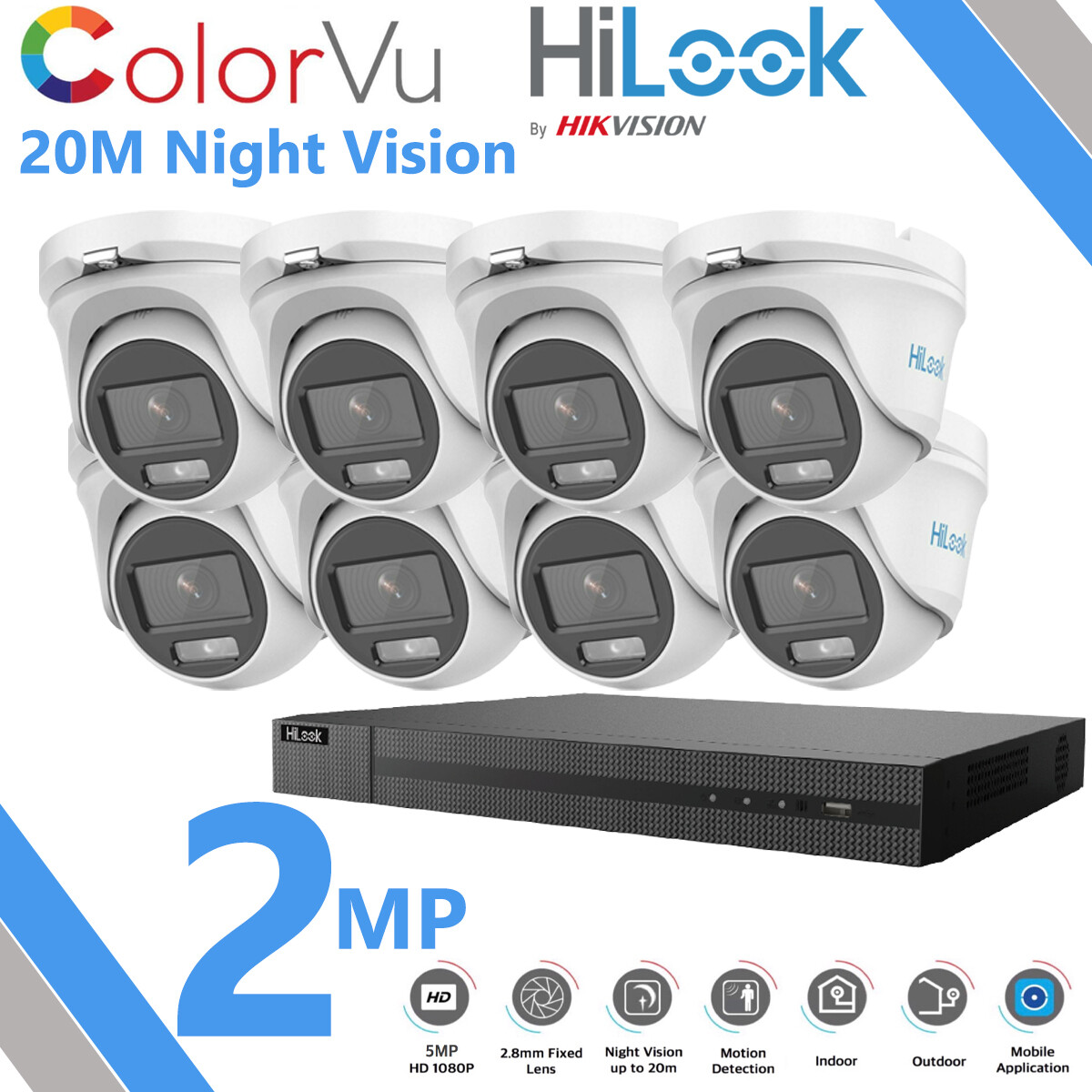 HIKVISION COLORVU CCTV SYSTEM HILOOK 1080P FULL HD NIGHT DAY