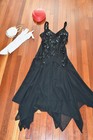 Women Sz M/L Black Retro Flapper Dress  Vintage Hat Gloves Accessory 4 Pieces — photo 4