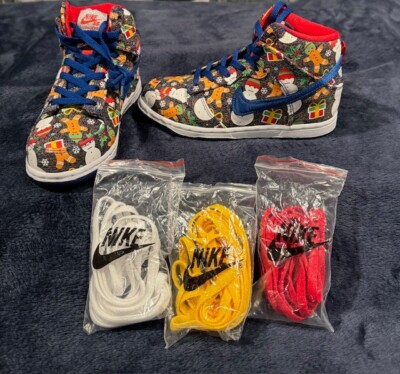 New!! Ugly Christmas Sweater Nike Dunks High SB, Kids size 12c