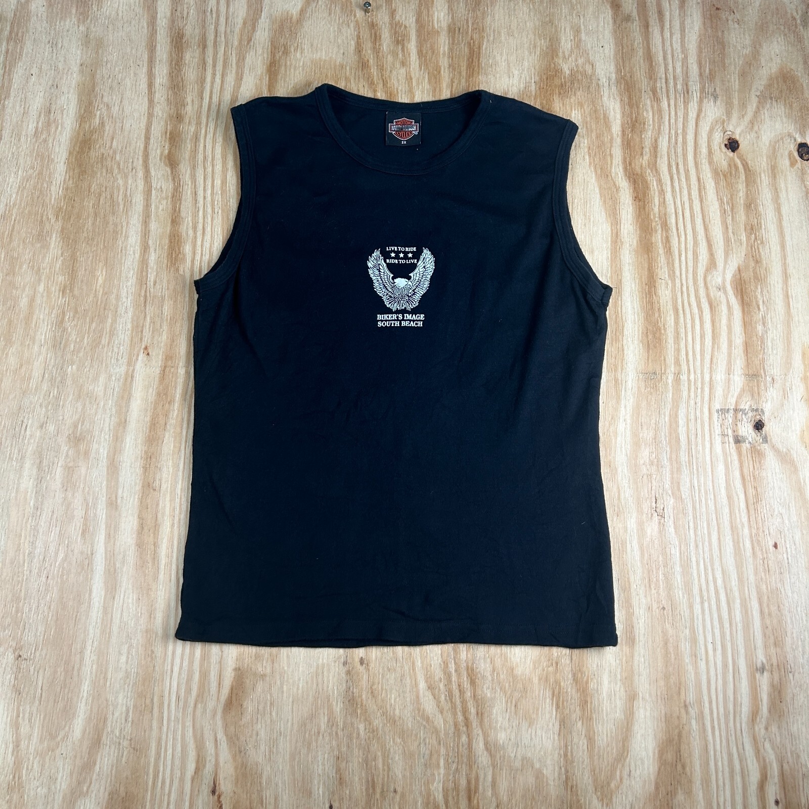 VTG Harley-Davidson Motorcycles Live To Ride Muscle Tank Top Men's 2XL Black Y2K