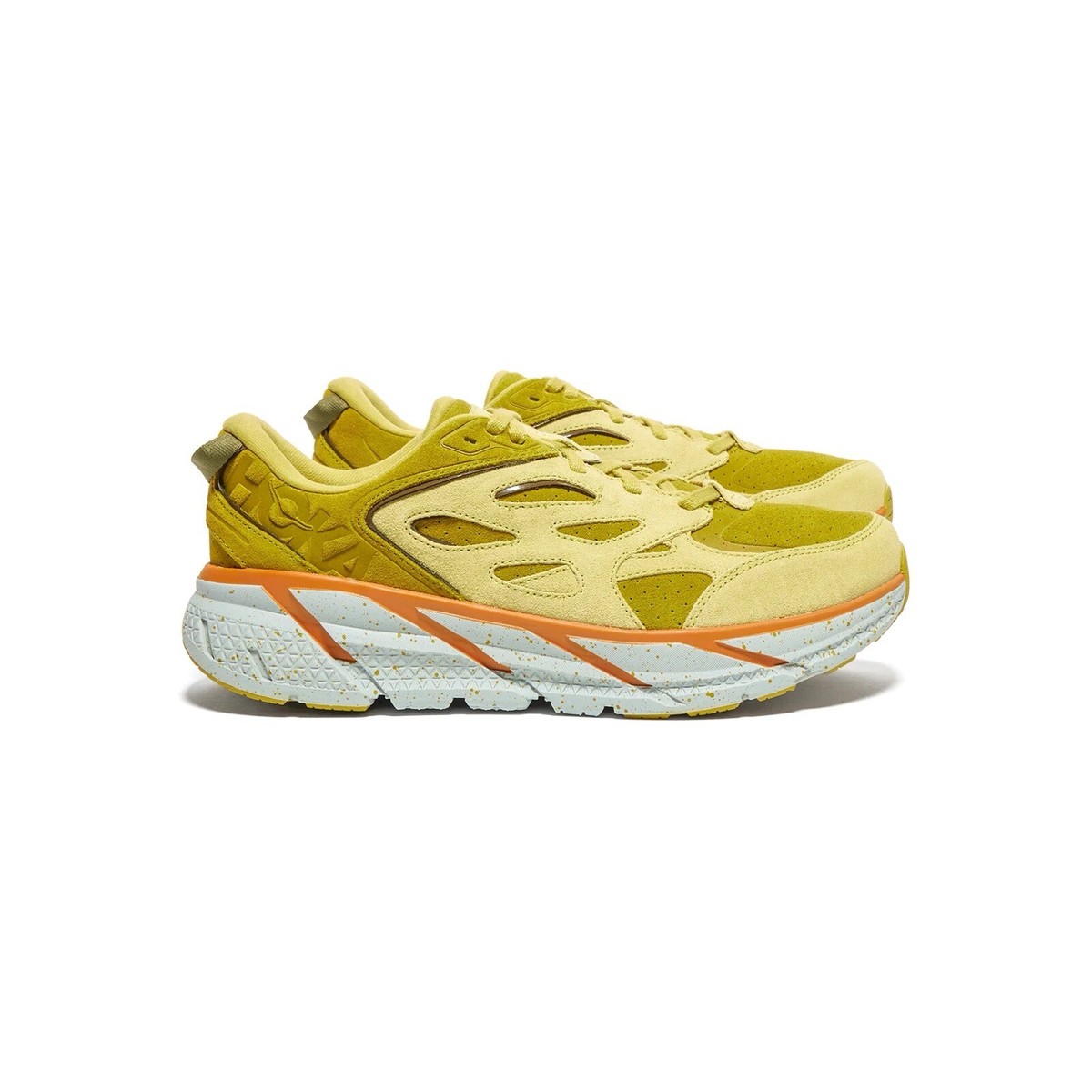 Mens Hoka One One Clifton L Suede Golden Lichen Yellow Gold Shoes 1122 Pairs