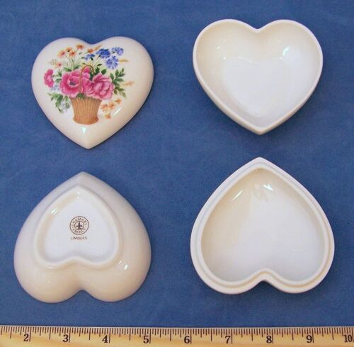 6 Limoge Limoges Blumenkorb Herz Schmuckschatulle Hochzeit Party Gastgeschenk - Bild 2 von 3