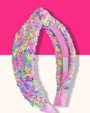 Sequin Knot Headband for Girls Rainbow Knotted Hair Bands for Kids Tweens