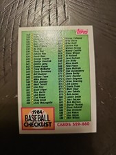 1984 Topps Checklist: 529-660 Baseball Card #646 FREE SHIPPING