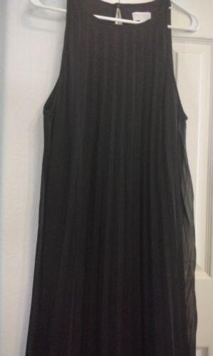 Bisou Bisou langes Kleid Chiffon Plissee halbtransparent Stoff gefüttert schwarz 14 - Bild 2 von 5