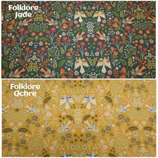 FOLKLORE by Fryetts - Cotton Fabric - Curtains Cushions Upholstery (2 COLOURS)