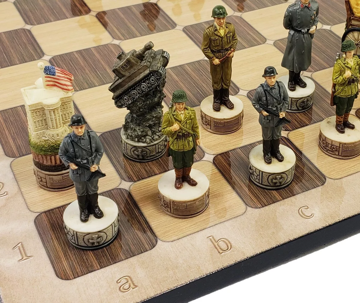 Hand Painted Resin WWII Chess Set