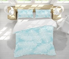 3D White Leaves KER563 Bed Pillowcases Quilt Duvet Cover Double Luna