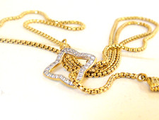 DAVID YURMAN 18KARAT GOLD QUATREFOIL DIAMOND CHAIN LARIAT NECKLACE