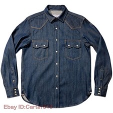 Western Denim Shirt Men's 10.5OZ Selvage Cotton Work Shirt Casual Coat Top
