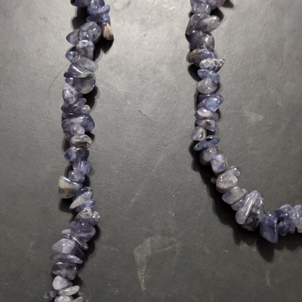 Blue Iolite Gemstone Chip Long Statement Necklace - image 2