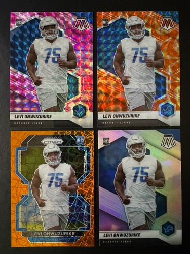 4 x Lot Levi Onwuzurike RC Rookie Mosaic Pink Orange Prizm Reactive Silver HOLO