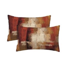 Burnt Orange Abstract Throw Pillow Covers 12x20 Inches Set of 2, Decorative