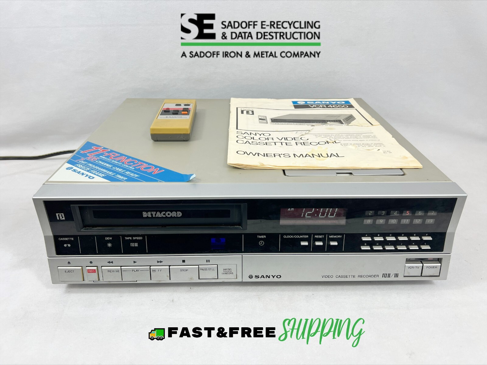 (W) Sanyo Beta VCR 4650 BETACORD Video Cassette Player Recorder