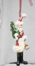 Vintage Christmas Tree Ornament Old World Santa Toy Bag Lantern
