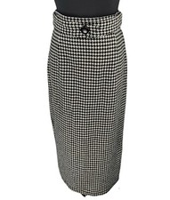 Vintage Gayle Evans Houndstooth Wool Blend Pencil Skirt Size 7/8