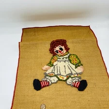 Antique Rug Hooking Raggedy Ann Artwork Nursery Child Folk Primitive 