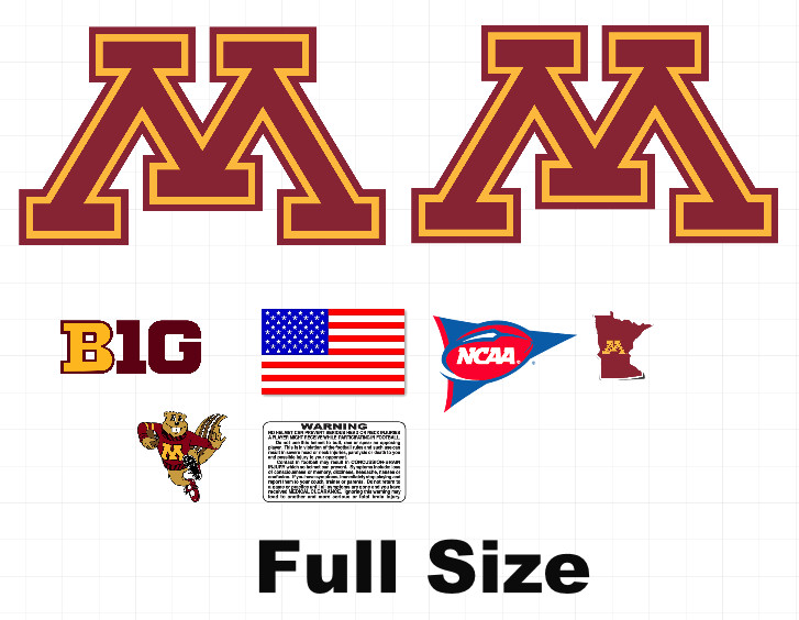 Full Size Minnesota Golden Gophers Football Helmet Decals