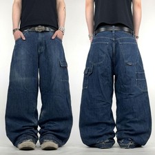 Vintage y2k grunge fubu carpenter baggy wide leg archive dark wash jeans
