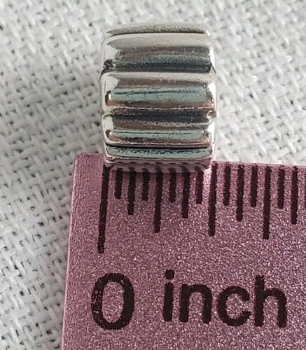 Pandora Ribbed Clip Spacer Bead 925 ALE Sterling Silver Charm Hinged Opens - Picture 6 of 6