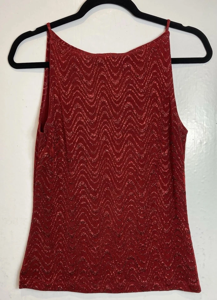 Camiseta sin mangas vintage Y2K sombra de ojos rojo cereza carmesí talla XL brillo hada grunge Foto 2 de 4