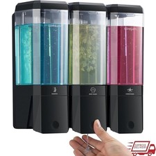 3 Chamber Shower Dispenser No Drill Liquid Pump Shampoo Conditioner Body Wash US