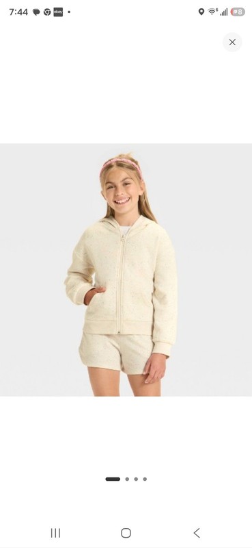 Girls Zip-Up Hoodie - Cat & Jack Cream Speckled Confetti Sold Out 10-12 Yrs