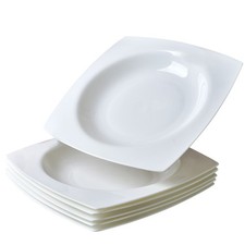 6 Pack 9.25 Inch White Square Porcelain Pasta...
