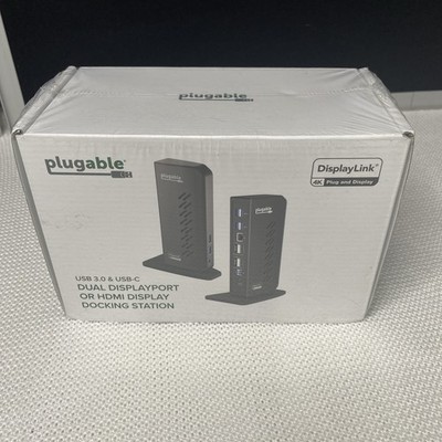 Plugable Dual DisplayPort & HDMI Docking Station=USB 3.0 & USB-C Laptop Dock New