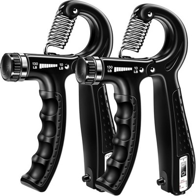 Grip Strength Trainer (2 Pack), Forearm Strengthener, Hand Gripper Black 