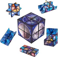Foyscr 2 in 1 Infinity Cube Toy Starry Sky with Solar System Galaxies for Kids