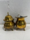 Gold Tone Sugar Bowl And Creamer Footed Floral Pattern Serving Set — photo 3