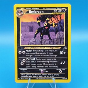 first umbreon pokemon card 2001 Neo Discovery 1st Edition PSA 9 This attack does 30 damage to that Pokmon UMBREON - 32/75 - Neo