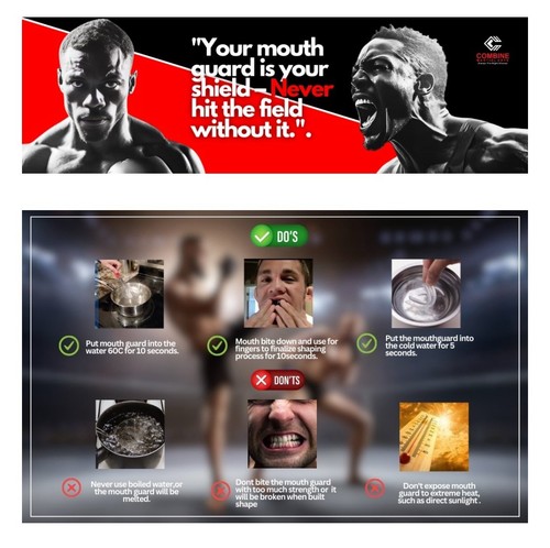 Combine Martialarts- Gel Max Mouthguard for Adult- White & Blue- New - Afbeelding 6 van 6