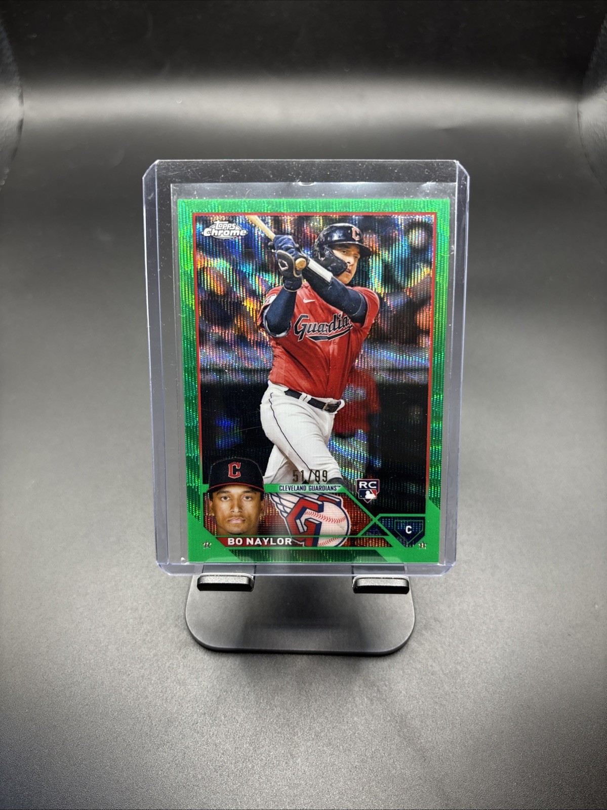 2023 Topps Chrome - Bo Naylor #54 Green Wave Refractor /99 (RC)