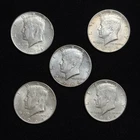 5 Lot - 1964 D Kennedy Half Dollars - Fine Condition - 90% Silver - ¢50