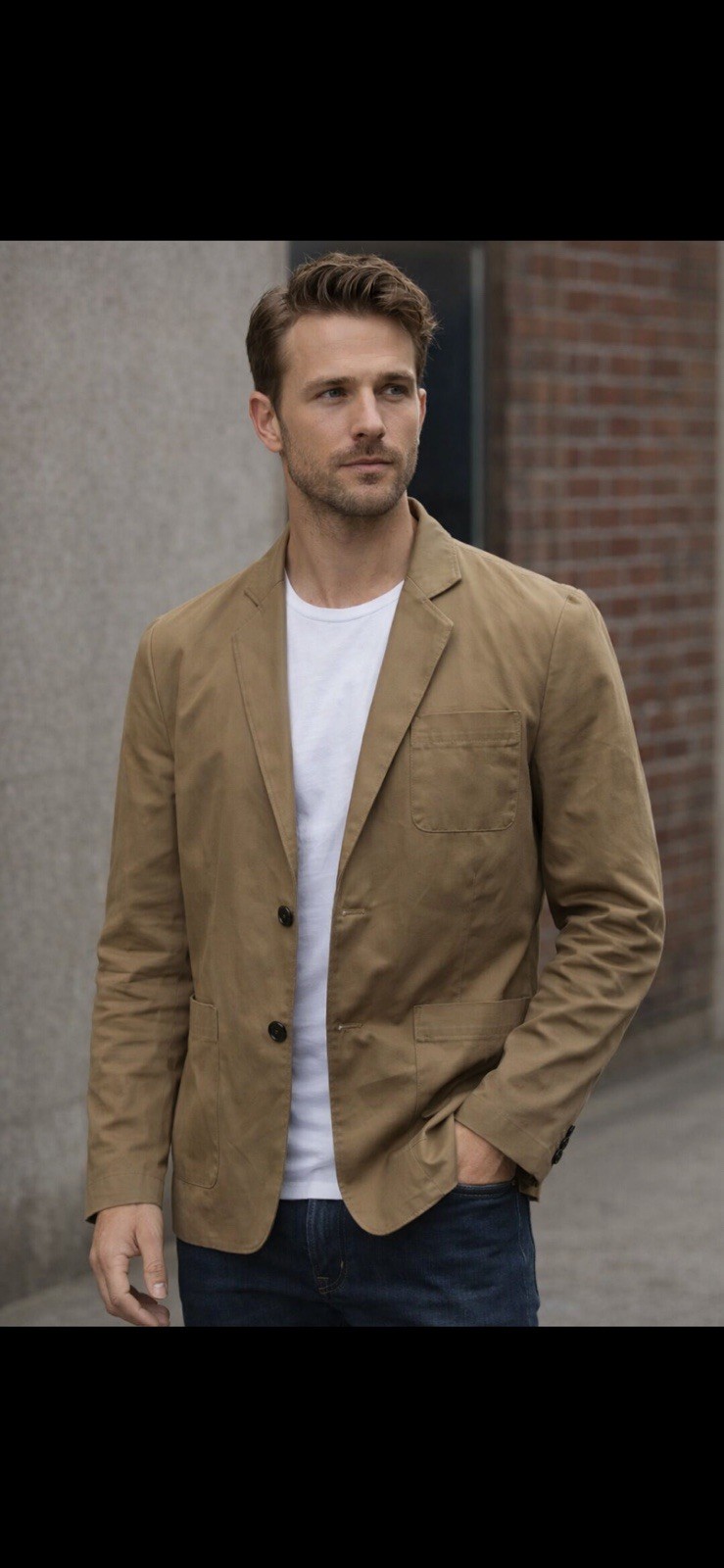 Levi's Men's Khaki Twill Blazer Medium Single-Breasted Inner Pockets