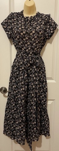 RUNGOLEE Scarlet Floral Belted Silk Midi Dress Sz S- ONE OF A KIND- RARE- - Picture 2 of 11