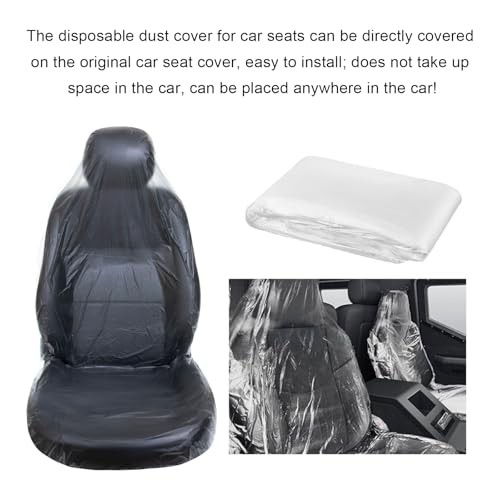 50 PCS Disposable Car Seat Covers, Clear Vehicle Seat Cover Waterproof Plastic  - Picture 6 of 8