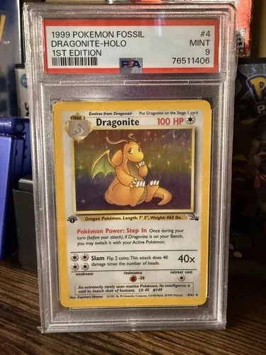 1999 Pokemon Fossil 1st Edition #4 Dragonite Holo PSA 9 MINT